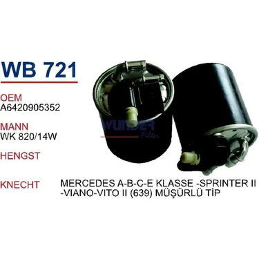 YAKIT FILTRESI MERCEDES A-B-C KLASSE-SPRINTER II-VIANO-VITO II (639)