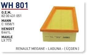 HAVA FILTRESI RENAULT MAGANE - LAGUNA - ( ÜÇGEN )