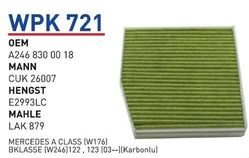 POLEN FILTRESI MERCEDES A CLASS (W176) BKLASSE(W246)