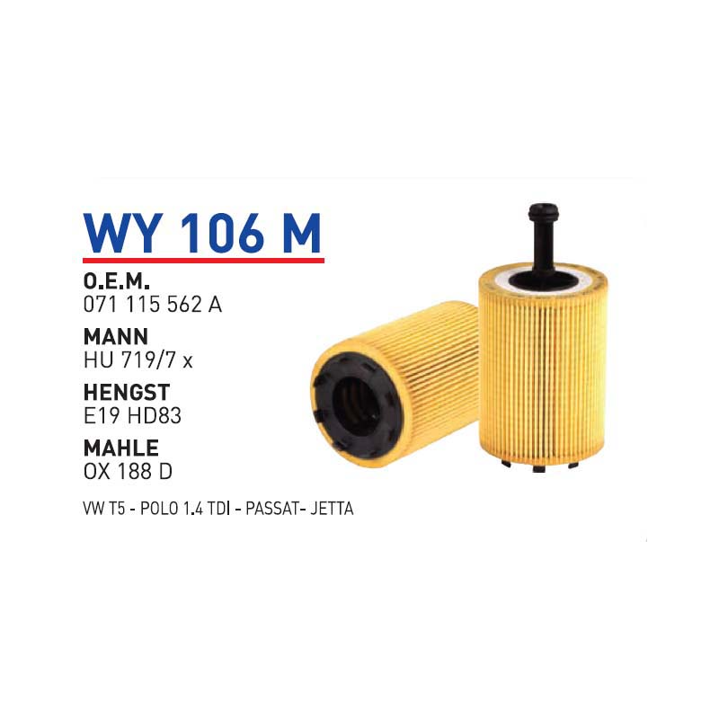 YAG FILTRESI VOLKSWAGEN T5 - POLO 1.4 TDI - PASSAT- JETTA MANN TYPE