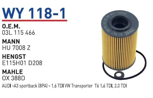YAG FILTRESI AUDI -A3 sportback (8PA) - 1,6 TDI