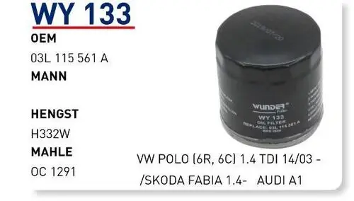 YAG FILTRESI VW POLO (6R, 6C) 1.4 TDI 14/03 - /SKODA FABIA 1.4-AUDI A1
