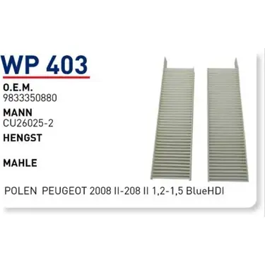 POLEN FILTRESI PEUGEOT 2008 II-208 II 1,2-1,5 BlueHDI