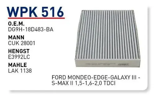 POLEN FILTRESI FORD MONDEO-EDGE-GALAXY III -S-MAX II 1,5-1,6-2,0 TDCI