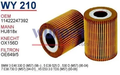 YAG FILTRESI BMW E46 3.30 d (99) E39 5.25 d - 5.30 d - X5 3.0 d M57