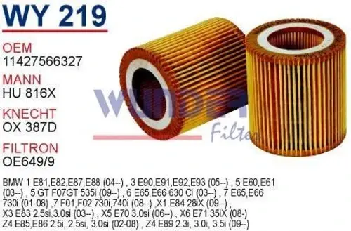 YAG FILTRESI BMW X3 E83 - X5 E70 - X6 E71 N52
