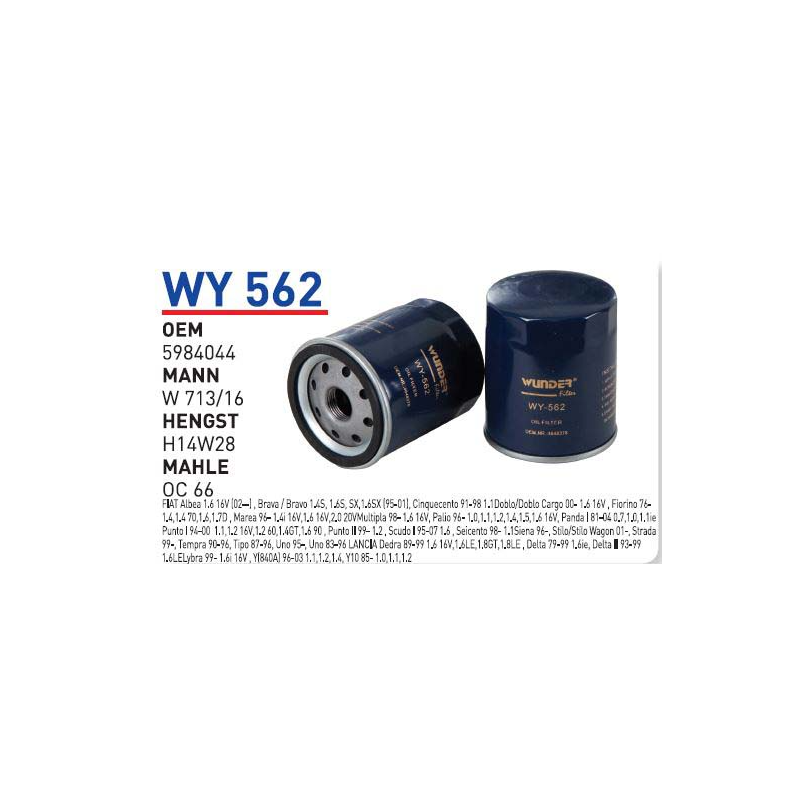 YAG FILTRESI FiAT TiPO-UNO-DOGAN S-SL-SLX ALFA ROMEO 155-164 SPiDER