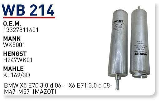 YAKIT FILTRESI BMW X5 E70 3.0 d 06- X6 E71 3.0 d 08- M47-M57