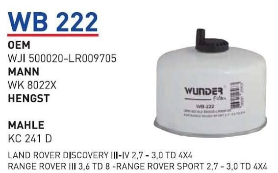 YAKIT FILTRESI RANGE ROVER III 3,6 TD 8 -RANGE ROVER SPORT2,7 - 3,0 TD 4X4