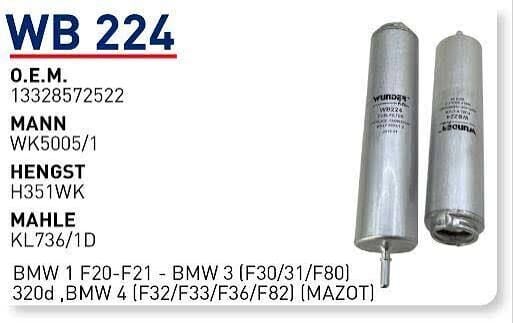 YAKIT FILTRESI BMW 1 F20-F21 - BMW 3 (F30/31/F80) 320d ,BMW 4 (F32/F33/F36/F82)