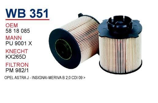 YAKIT FILTRESI OPEL ASTRAJ-INSIGNIA-MERIVA B 2,0 CDI 09 >