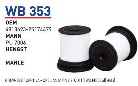 YAKIT FILTRESI CHEVROLET CAPTIVA - OPEL ANTARA 2,2 CDTI