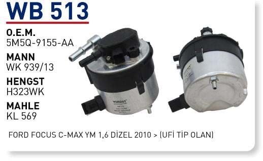 YAKIT FILTRESI FORD FOCUS C-MAX VOLVO S40 YM 1,6 DIZEL 2010 > (UFI TIP OLAN)
