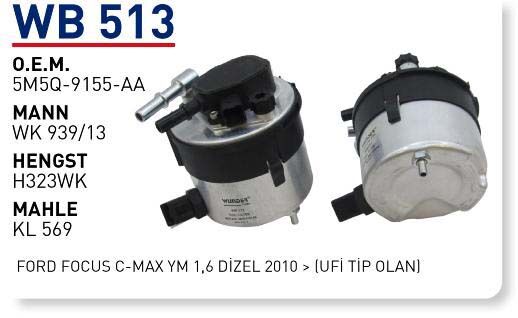 YAKIT FILTRESI FORD FOCUS C-MAX VOLVO S40 YM 1,6 DIZEL 2010 > (UFI TIP OLAN)