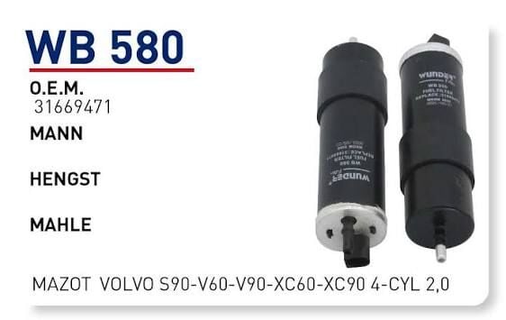 YAKIT FILTRESI VOLVO S90-V60-V90-XC60-XC90 4-CYL 2,0 NEW HOLLAND T-4 SERIE - IVECO DAILY III (99-06)