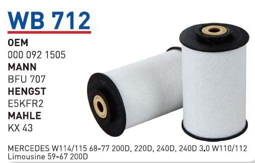 YAKIT FILTRESI MERCEDES 115-123-124 KASA 200D-220D (YARIMLIK KILOLUK KEÇE)