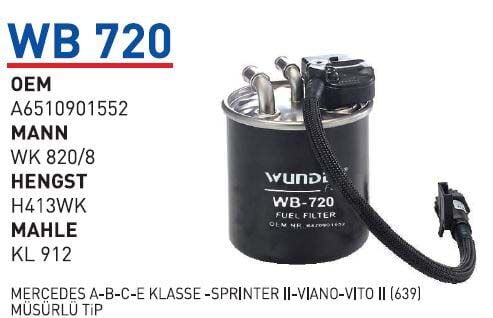 YAKIT FILTRESI MERCEDES A-B-C-EKLASSE-SPRINTER II-VIANO-VITO II (639) MÜSÜRLÜ TIP
