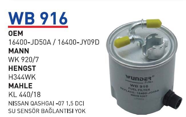YAKIT FILTRESI NiSSAN QASHGAI -07 1.5 DCI SU SENSÖR BAGLANTISI YOK