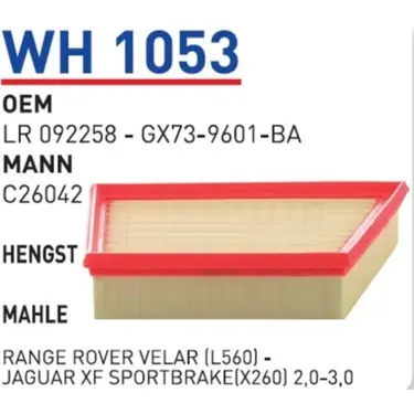 HAVA FILTRESI RANGE ROVER VELAR (L560) -JAGUAR XF SPORTBRAKE(X260)2,0-3,0 TEK SATILIYOR