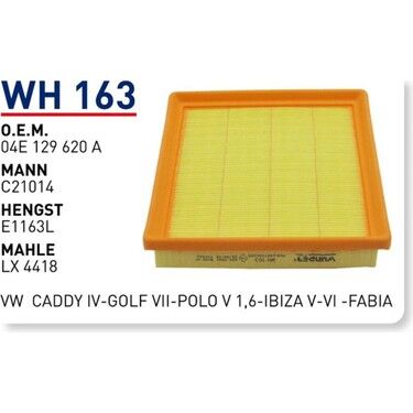 HAVA FILTRESI VOLKSWAGEN CADDY IV-GOLF VII-POLO V 1,6-IBIZA V-VI -FABIA-OCTAVIA-YETI 1,6