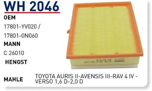 HAVA FILTRESI TOYOTA AURIS II-AVENSIS III-RAV 4 IV -VERSO 1,6 D-2,0 D