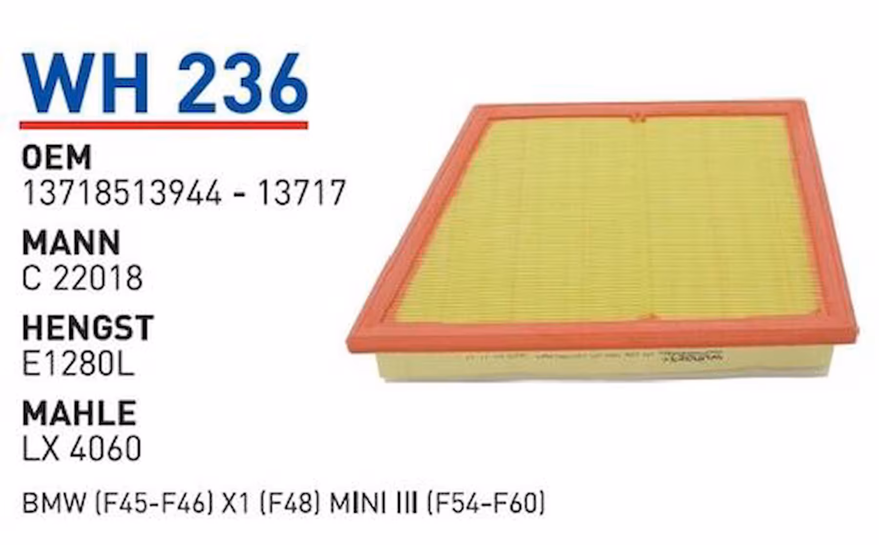HAVA FILTRESI BMW (F45-F46) X1 (F48) MINI III (F54-F60)