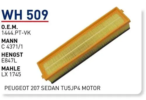 HAVA FILTRESI CITROEN C4 1.6 16v PEUGEOT 207 SEDAN