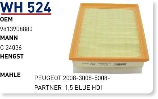 HAVA FILTRESI PEUGEOTPARTNER CITROEN C-ELYSEE-C3-C4-C5 1,5 BLUE HDI