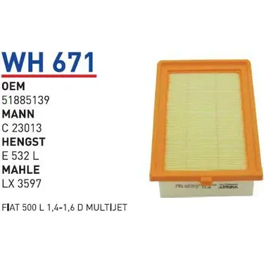 HAVA FILTRESI FIAT 500 L 1,4-1,6 D MULTIJET