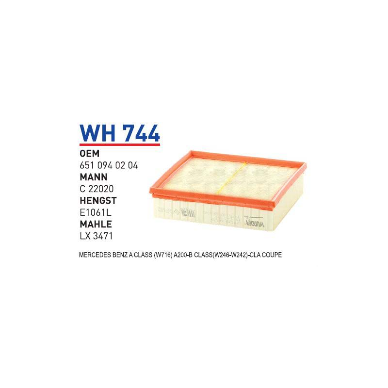 HAVA FILTRESI MERCEDES BENZ A CLASS (W716) A200-B CLASS(W246-W242)-CLA COUPE