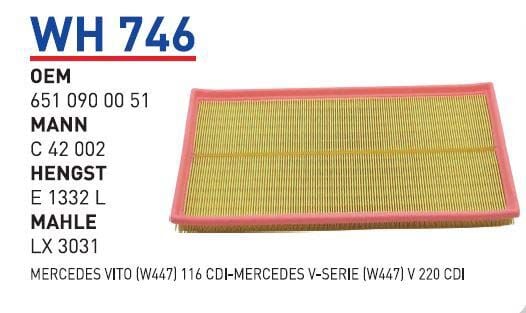 HAVA FILTRESI MERCEDES VITO (W447) 116 CDI-MERCEDES V-SERIE(W447) V 220 CDI