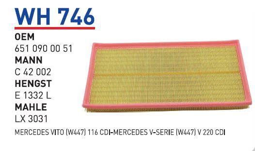HAVA FILTRESI MERCEDES VITO (W447) 116 CDI-MERCEDES V-SERIE(W447) V 220 CDI