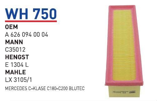 HAVA FILTRESI MERCEDES C-KLASEC180-C200 BLUTEC