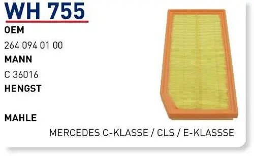 HAVA FILTRESI MERCEDES C-KLASSE/ CLS / E-KLASSSE