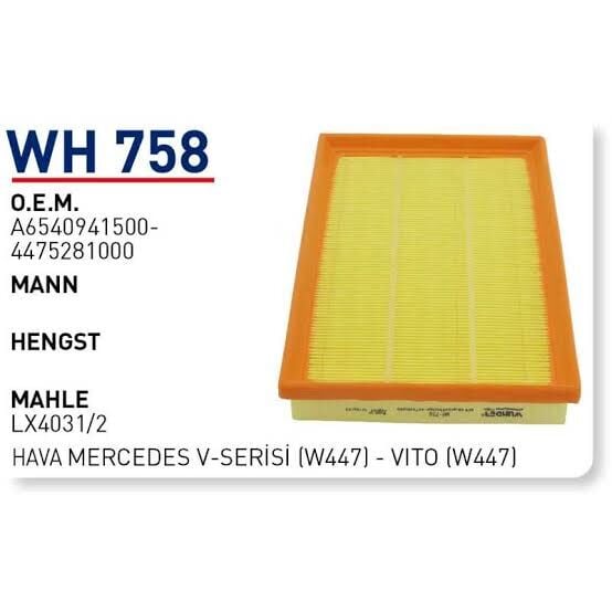HAVA FILTRESI MERCEDES V-SERISI (W447) - VITO (W447)