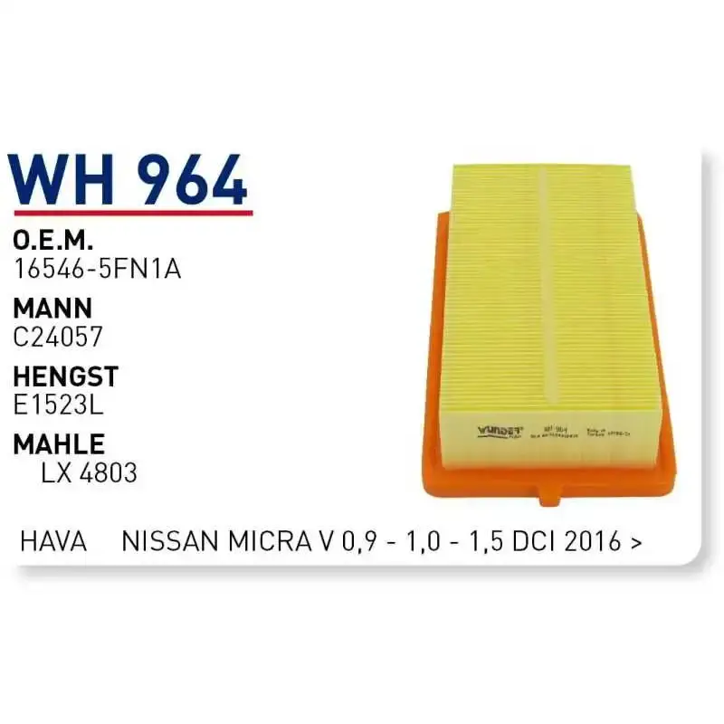 HAVA FILTRESI NISSAN MICRA V 0,9 - 1,0 - 1,5 DCI 2016 >