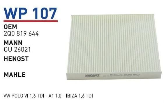 POLEN FILTRESI VOLKSWAGEN POLO VI 1,6 TDI - A1 1,0 - IBIZA 1,6 TDI