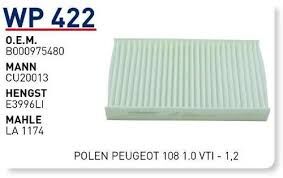 POLEN FILTRESI PEUGEOT 108 CITROEN C1 TOYOTA AYGO II  1.0 VTI - 1,2